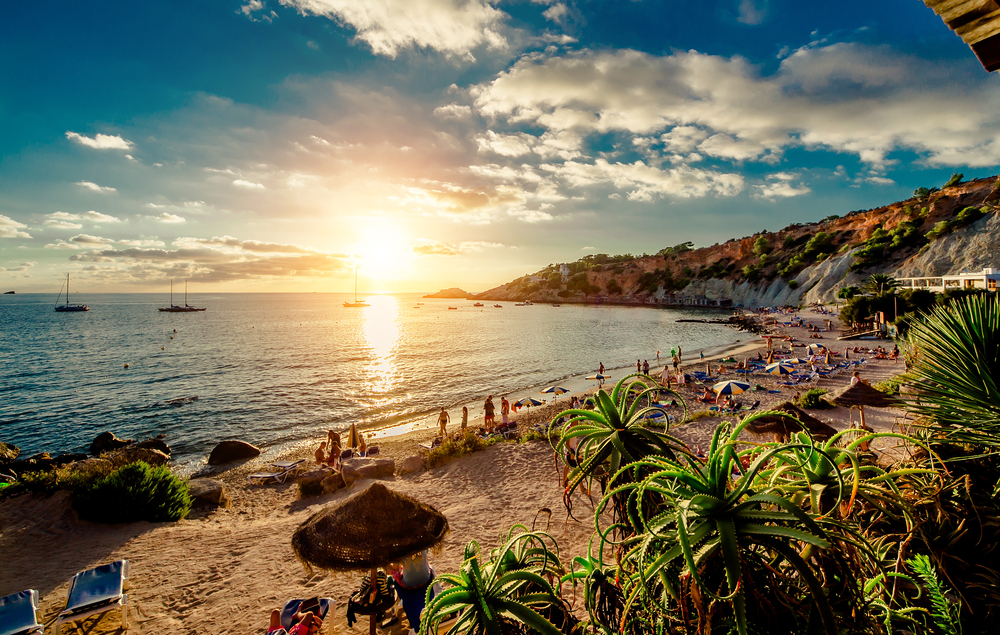 Ibiza sunset in the Balearics, yacht charter Mediterranean