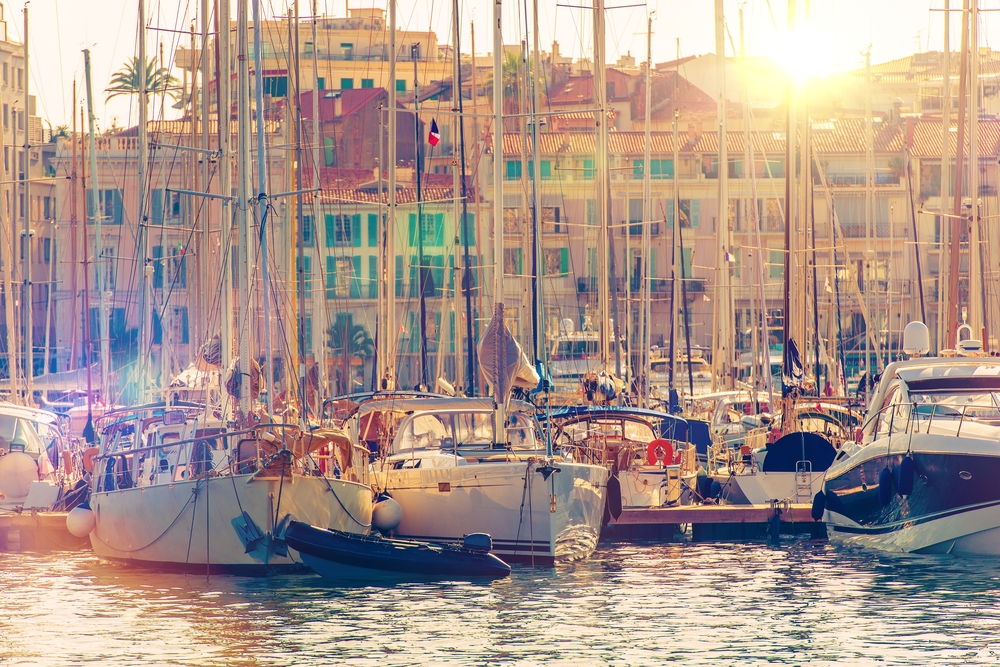 St Tropez harbour on yacht charter Mediterranean